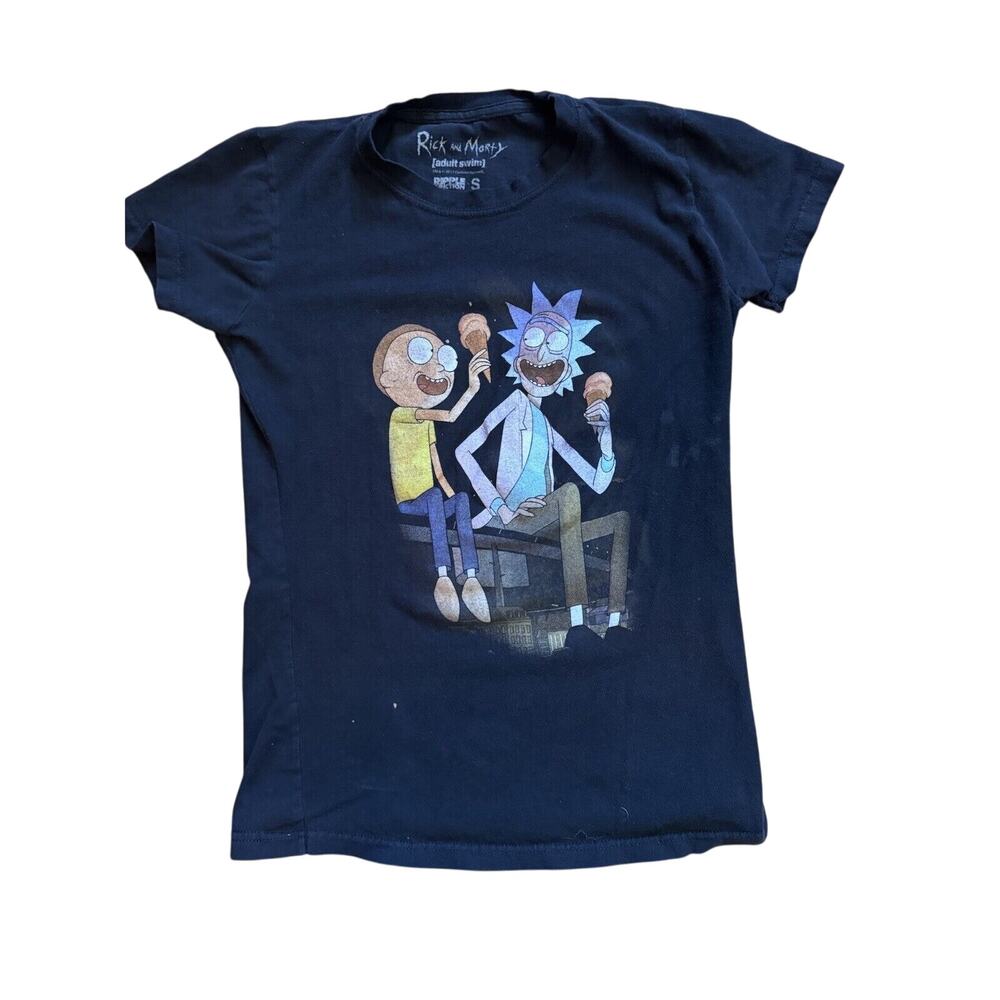 Rick And Morty Ice Cream Cone Navy T-shirt Size S Fun Shirt Cartoon